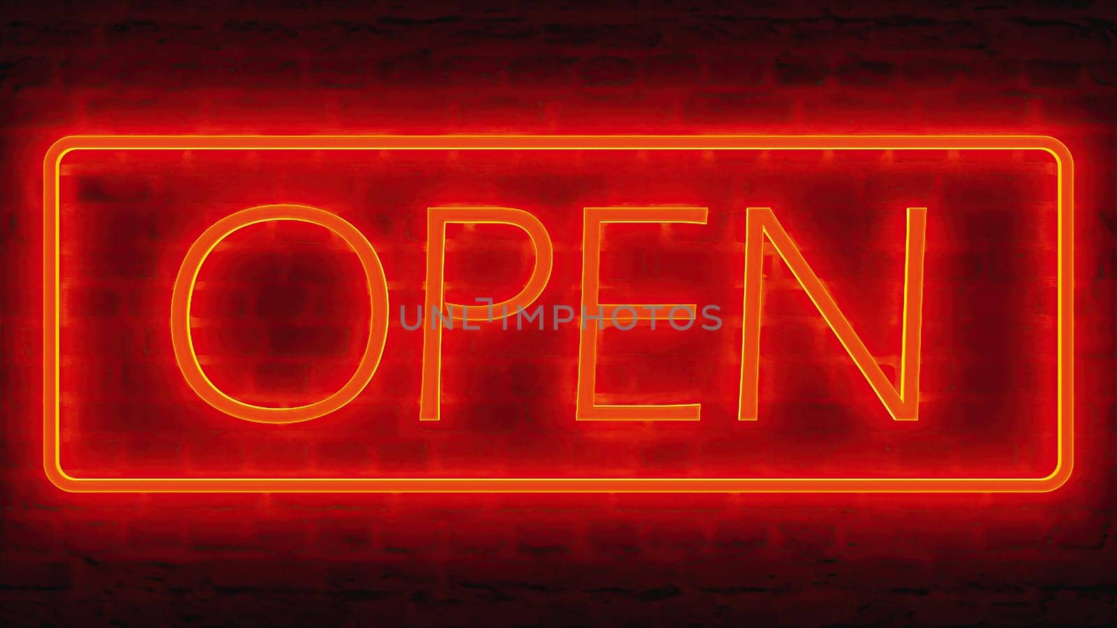 Open neon sign. Computer generated 3d render