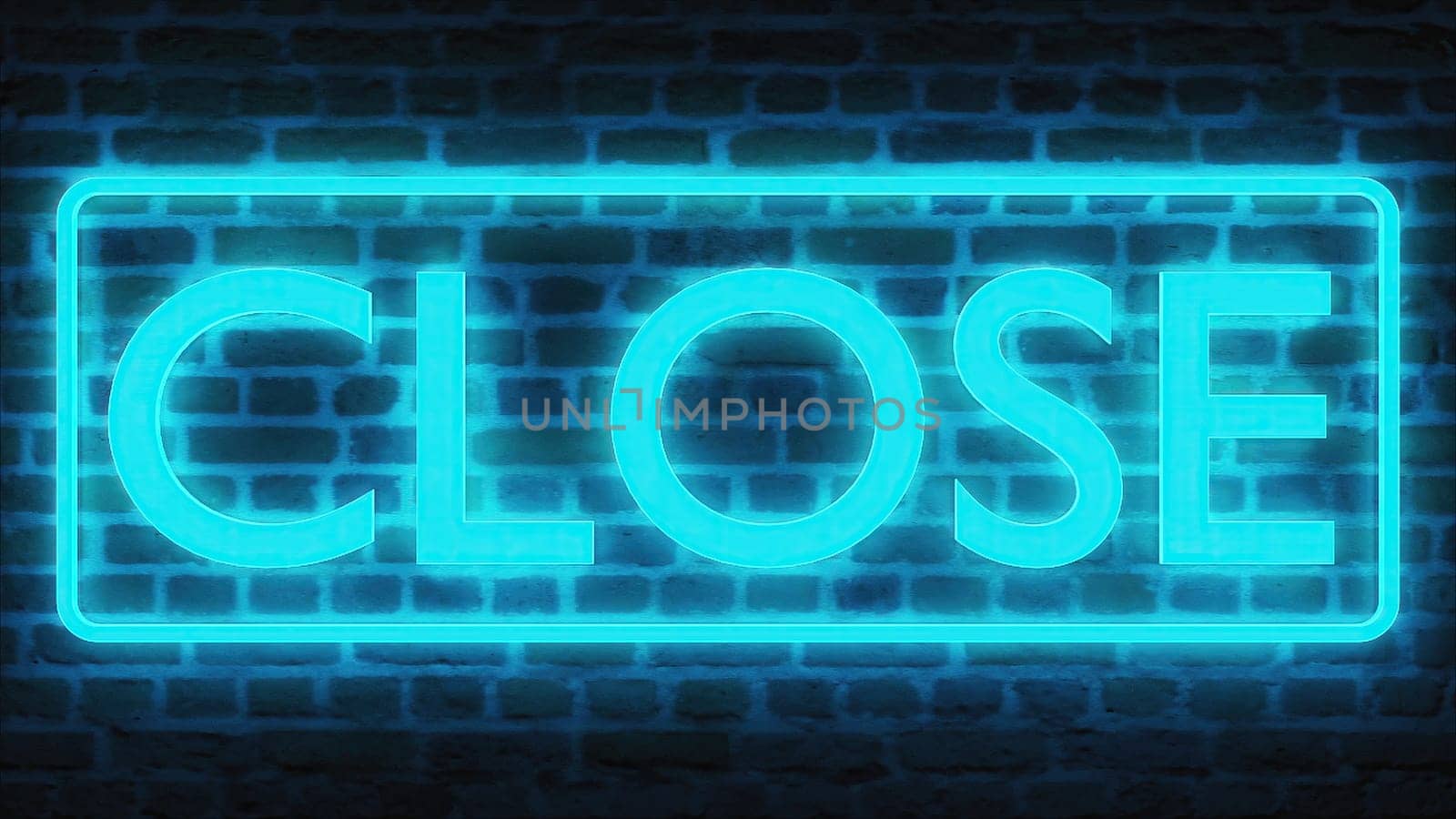 Close neon sign. Computer generated 3d render