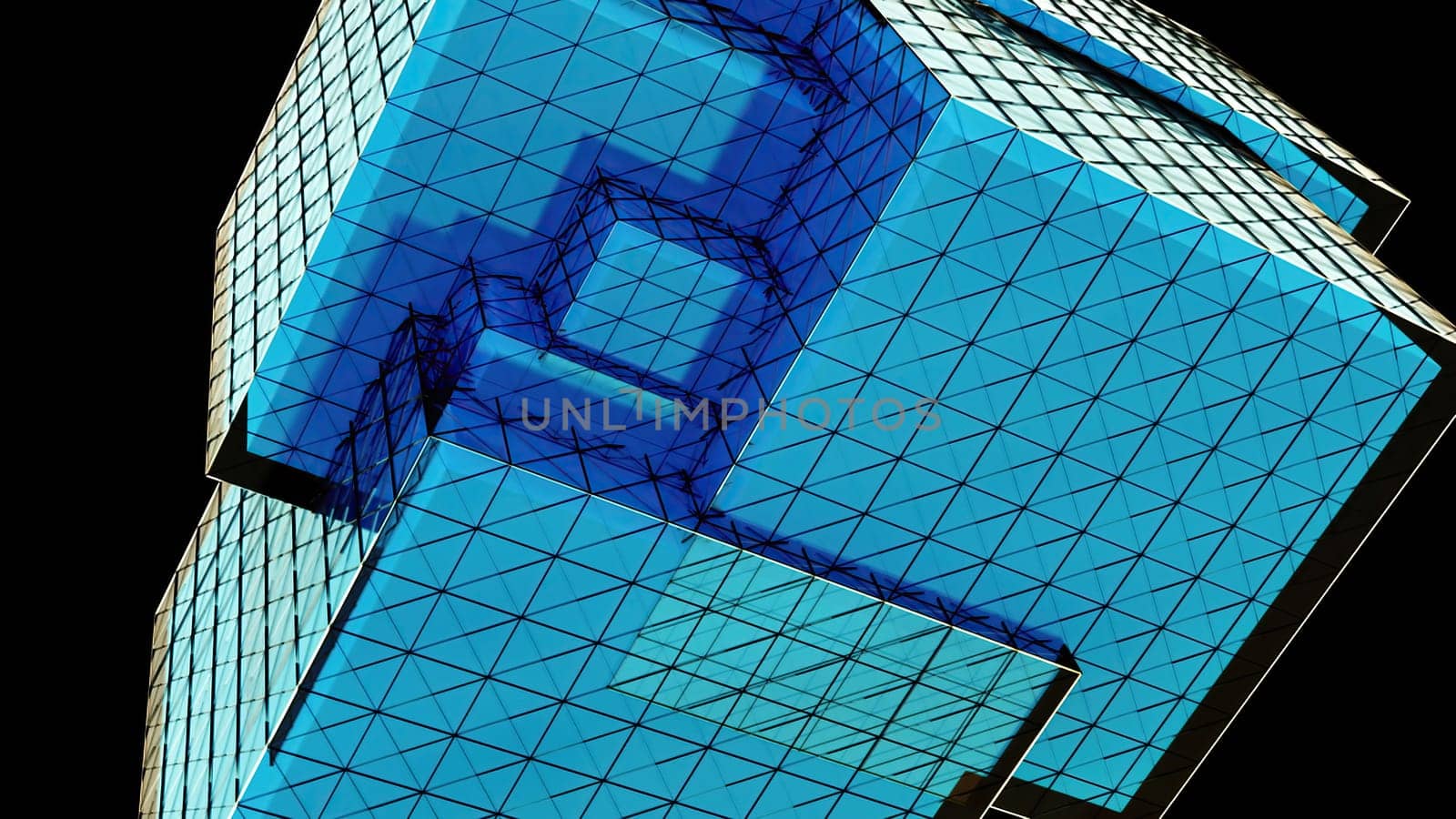 Glass digital cubes. Computer generated 3d render