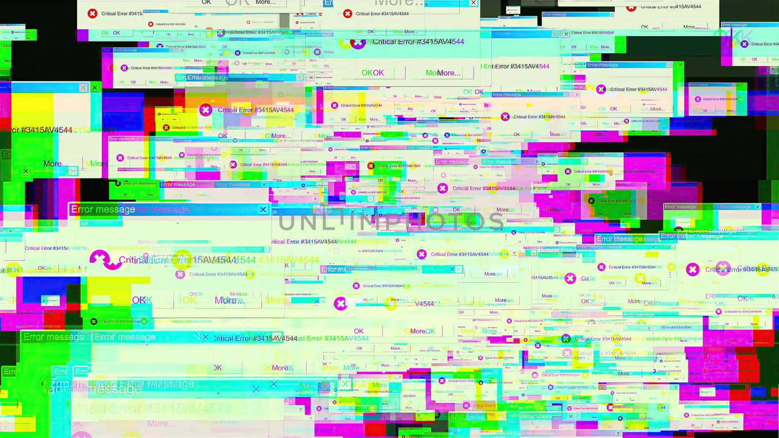 Critical Errors glitch. Computer generated 3d render