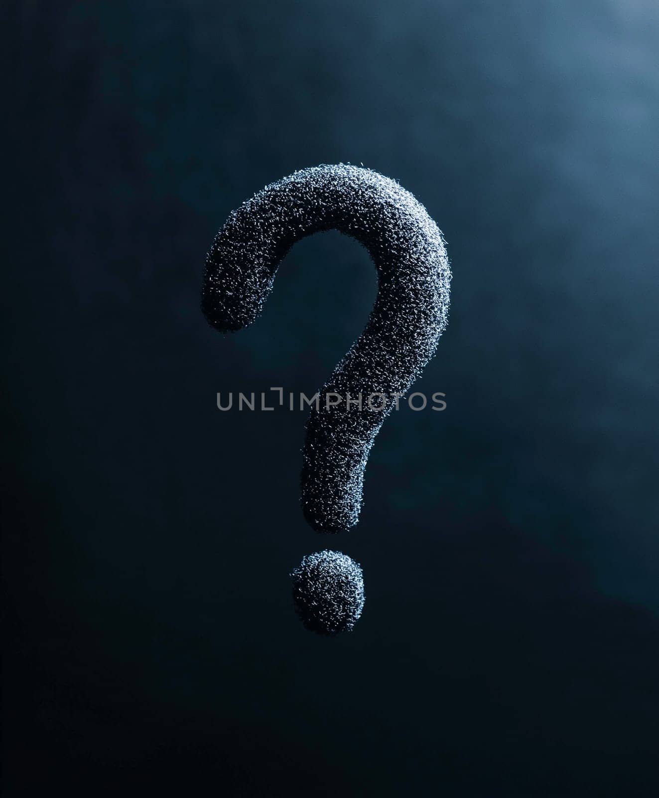 A black and white image of a question mark with a lot of snow on it. The image has a mysterious and intriguing mood, as the snow on the question mark creates a sense of wonder and curiosity