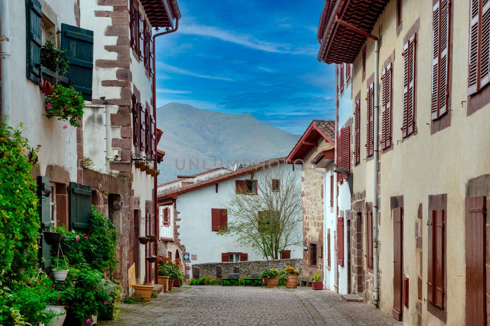 A small street of Saint Jean Pied de Port, Pyrenes, France