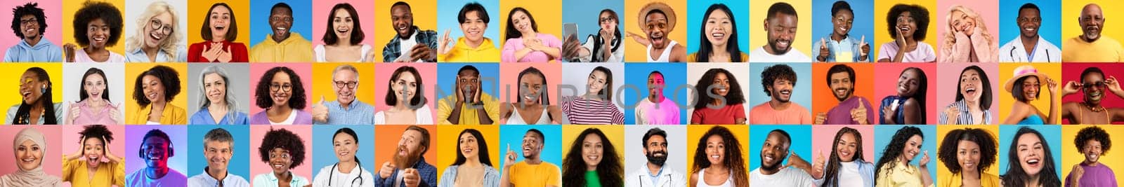 A collection of joyful portraits showcasing a diverse group of people from various backgrounds.