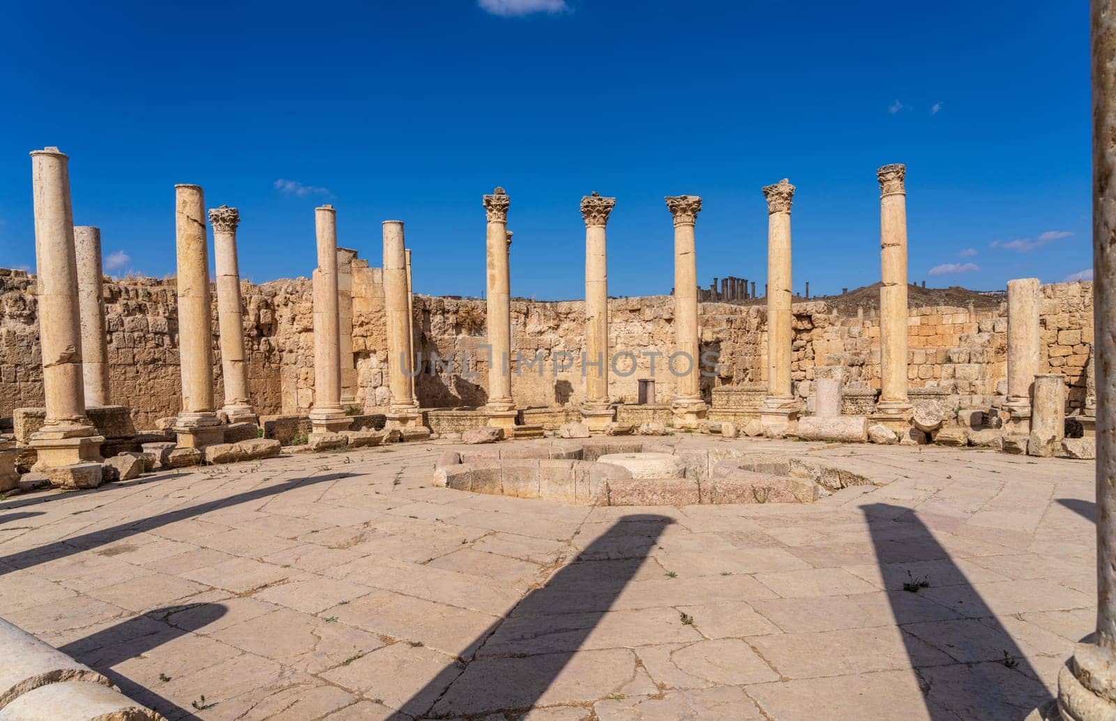 Interior of the Agora or marketplace in Jerash, a Greco-Roman well preserved city in Jordan