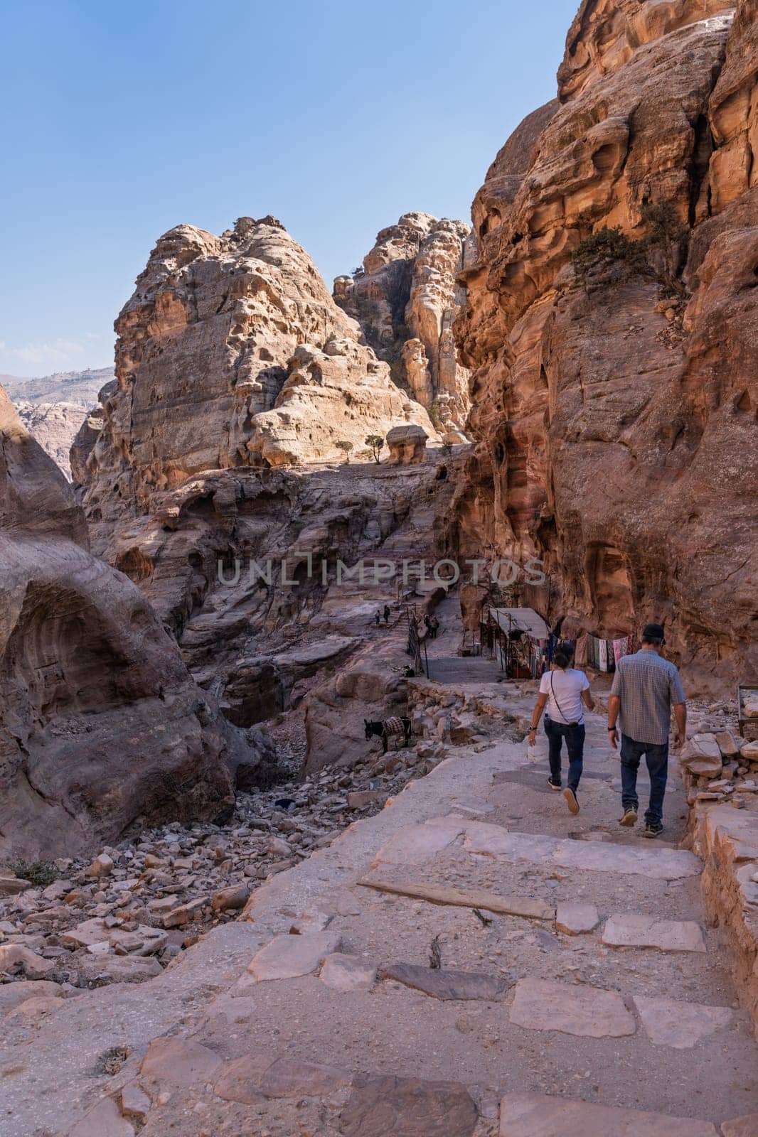 Shops and stalls line the trail to Ad Deir or the Monastery from Petra