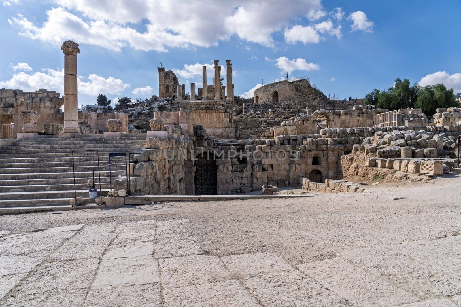 Temple of Zeus by the Oval Plaza in Jerash, a Greco-Roman well preserved city in Jordan