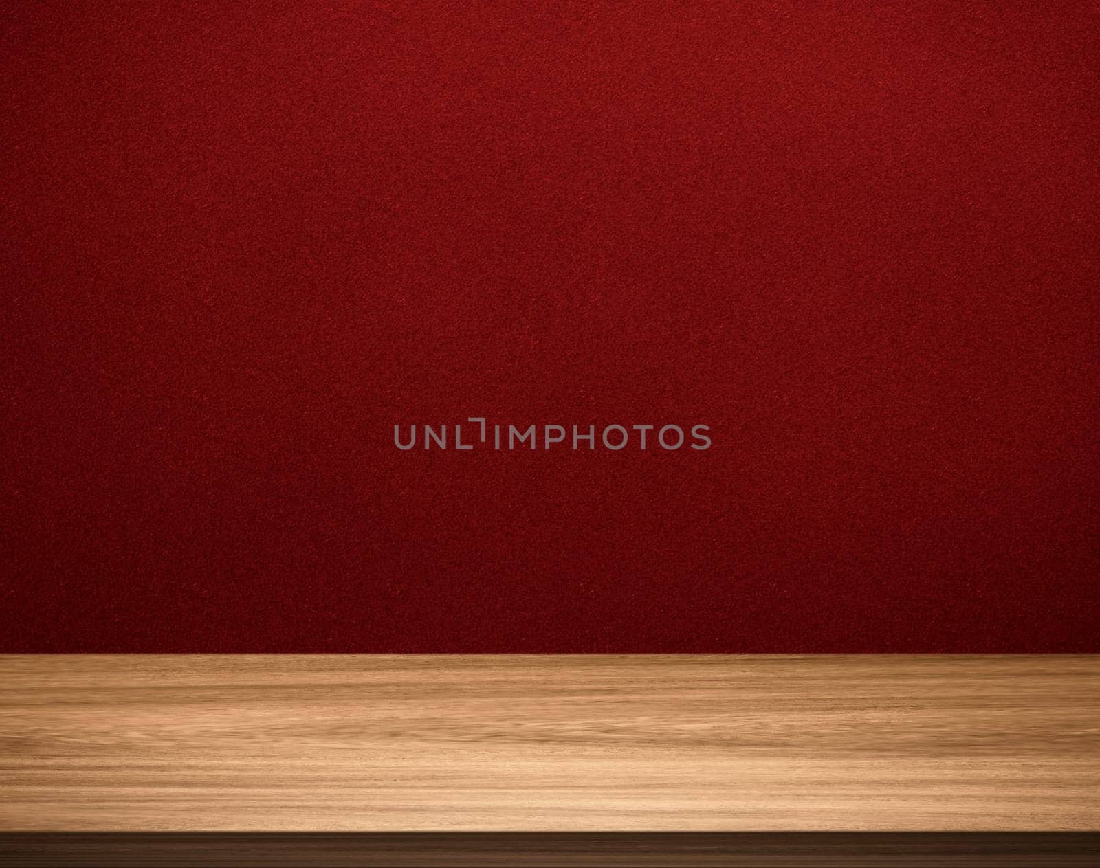 Empty brown wooden table top over blue gradient background
