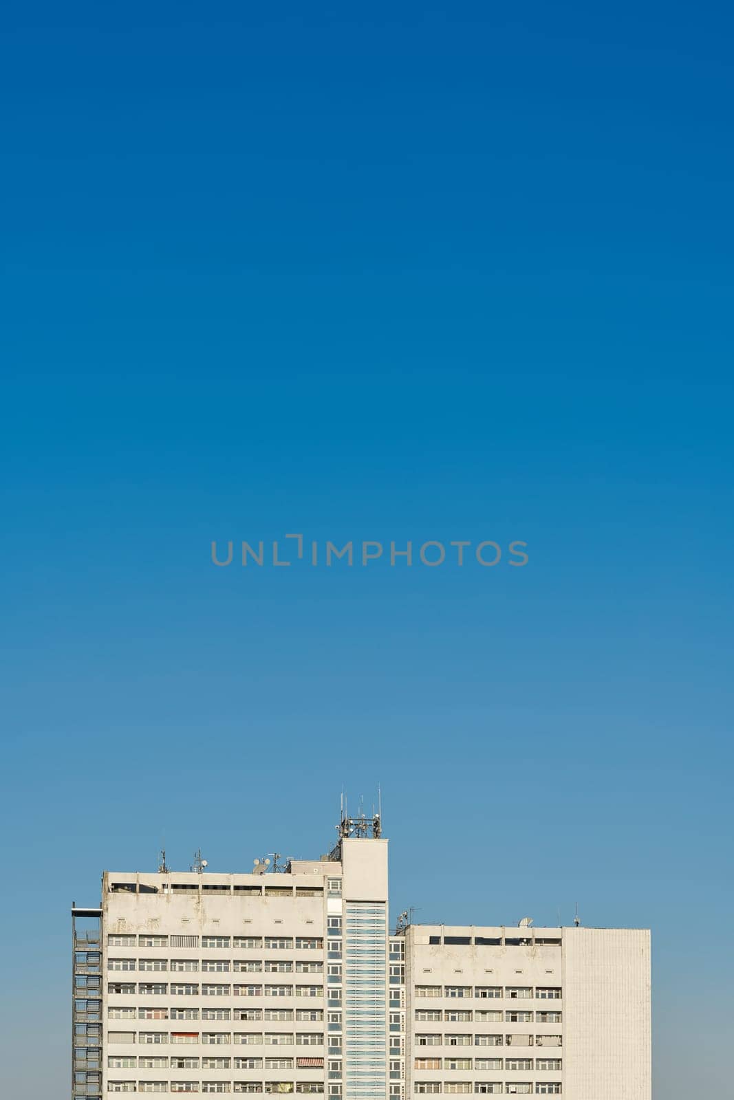 upper part of a residential building in the city center of Magdeburg in Germany with free text space, Textfreiraum