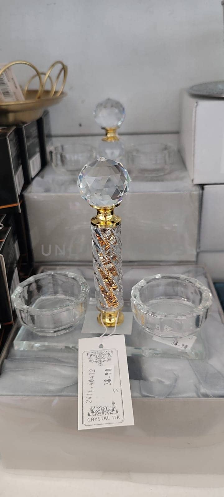 November 5 2024 Beer-Sheva city Israel ,Crystal perfume set gift souvenir shop shopping centre market place objects beauty . High quality photo