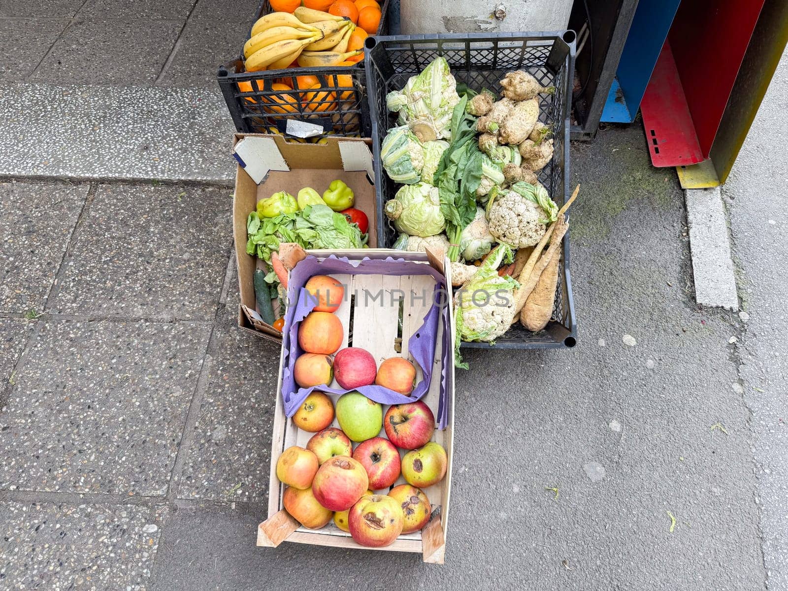 Pile of rotting kitchen fruits and vegetable scraps. Garbage waste for recycling as an environmentally responsible compost that enriches soil in a garden