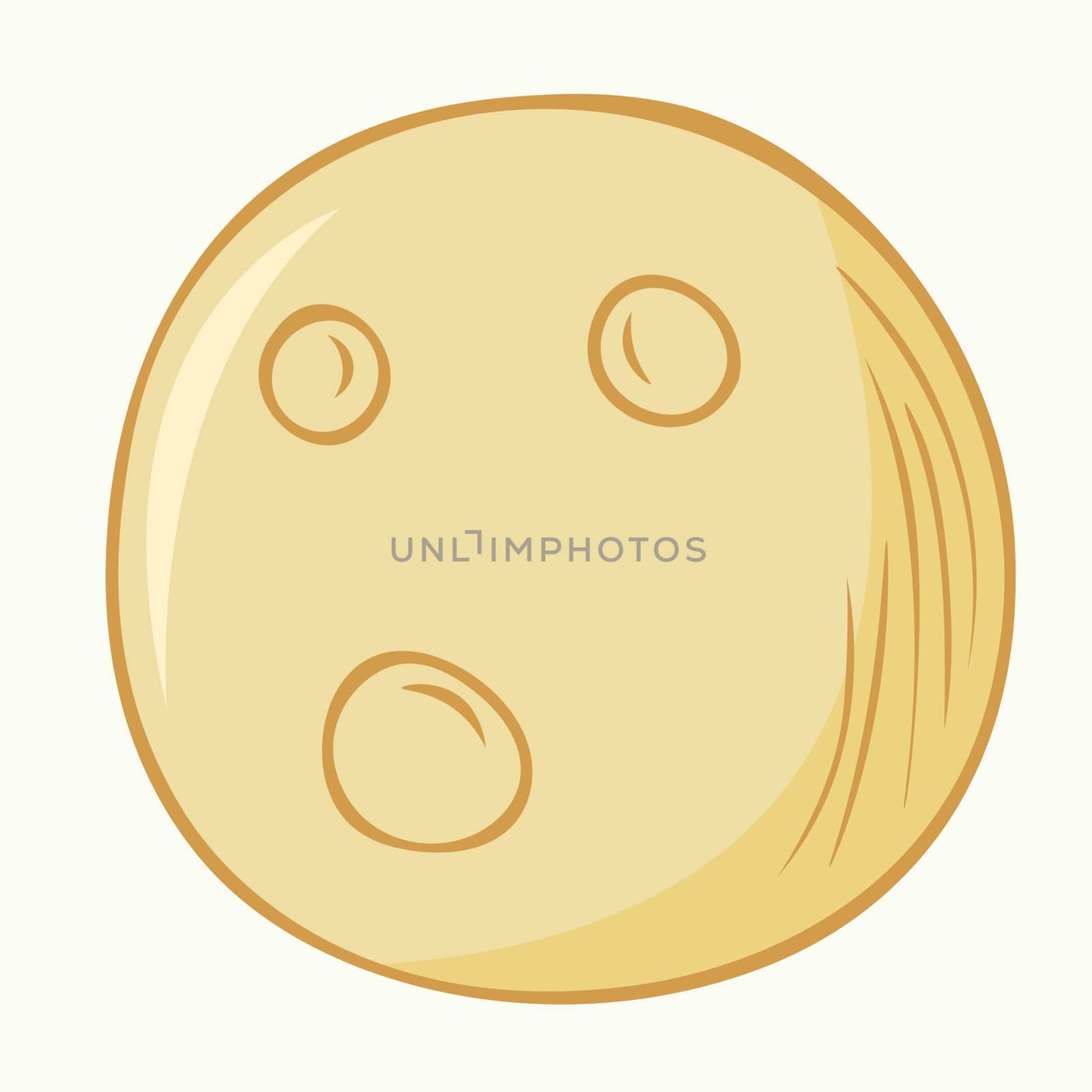 Hand drawn illustration of a yellow full moon with lunar craters. Vector illustration for Walpurgis Night.