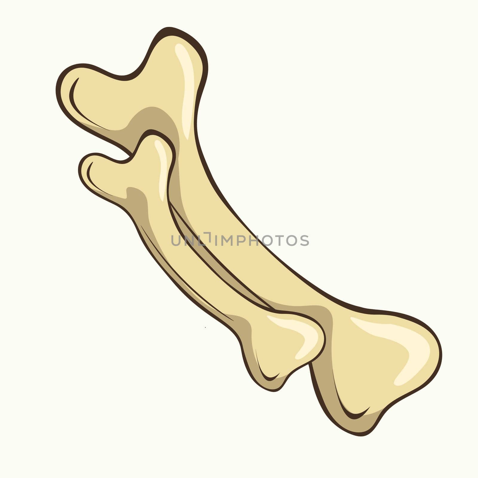 Vector illustration of yellow bones on a white background.