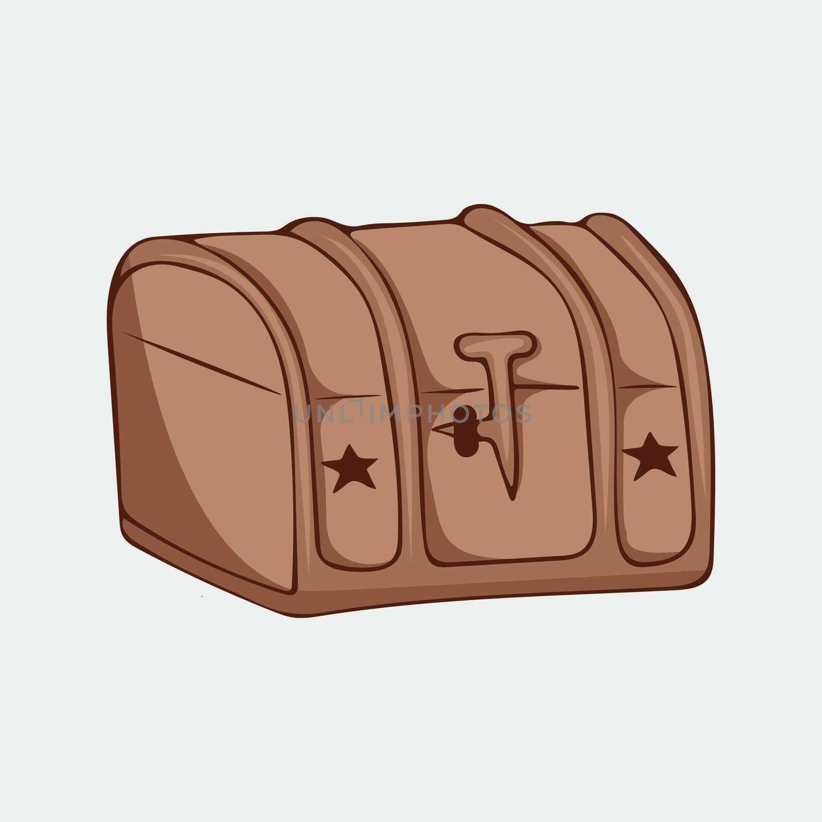 Vector illustration hand-drawn wooden chest with stars.