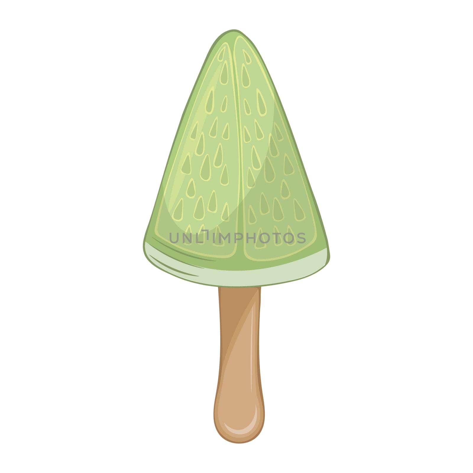 Vector illustration of hand-drawn lime ice cream on a stick