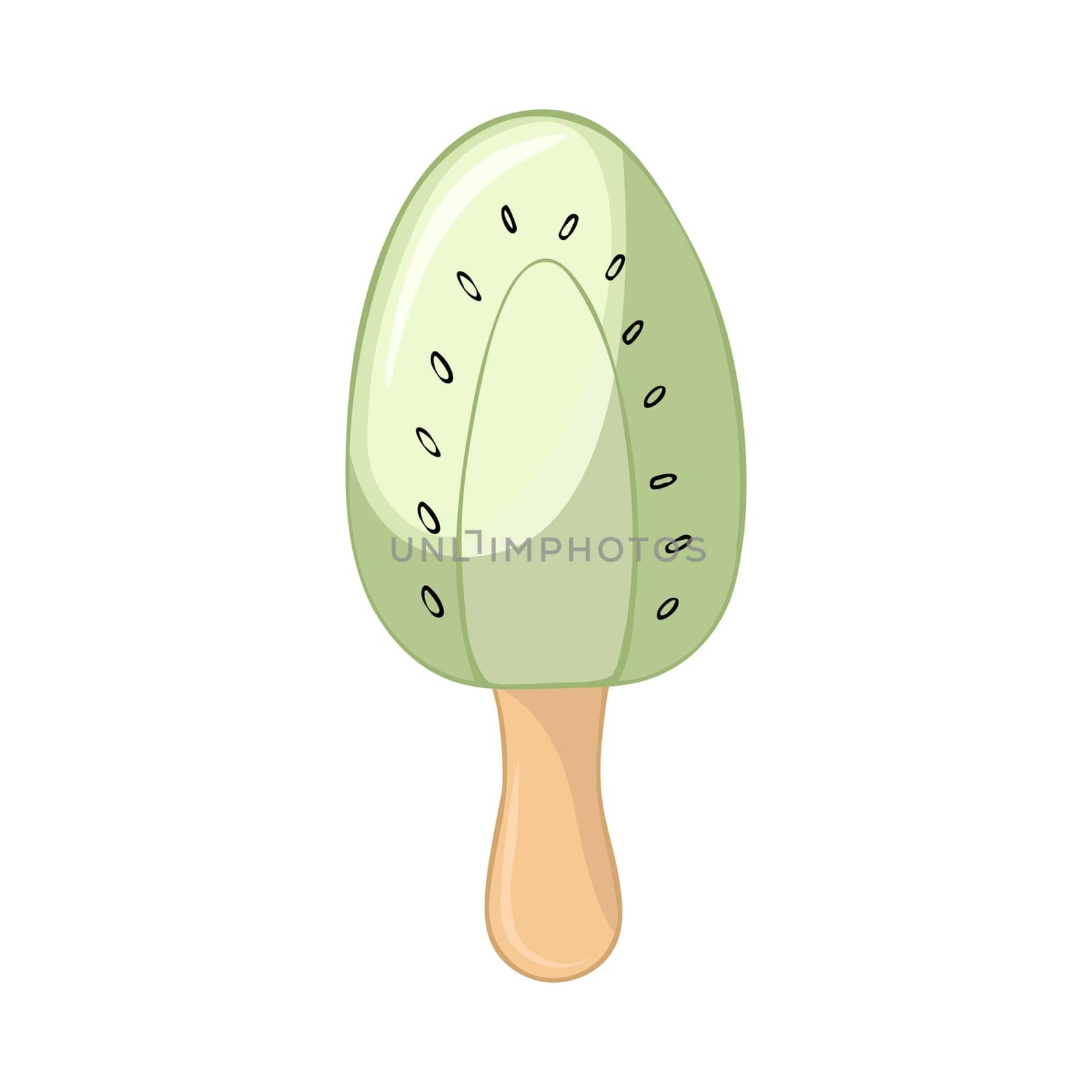Happy National Ice Cream Day card. Hand-drawn kiwi on a stick