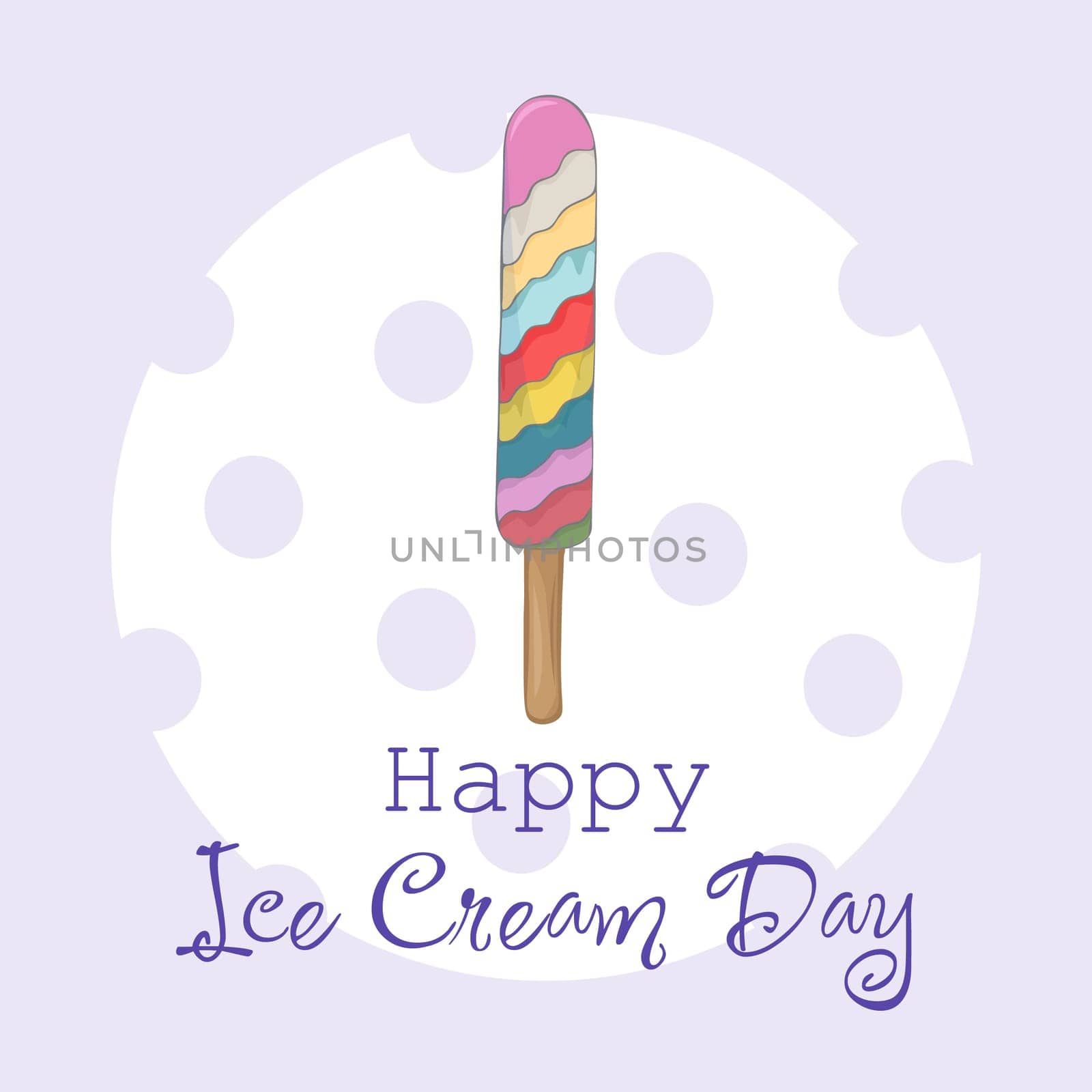 Happy National Ice Cream Day card. Vector illustration of hand-made fruit ice. Vector illustration for ice cream day.