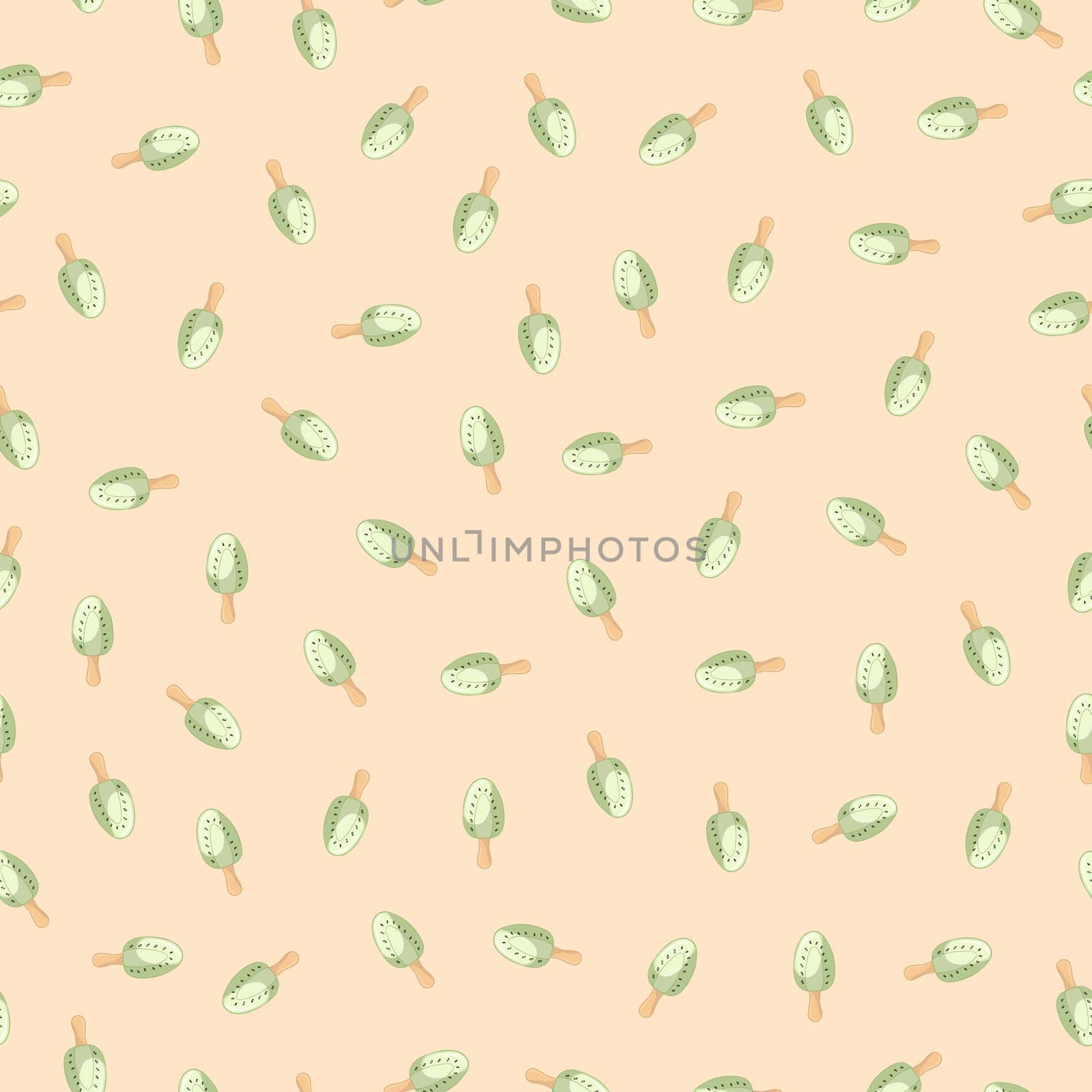Hand-drawn Cute seamless pattern with ice cream. Can be used for wrapping paper, gift wrapping, textiles, etc.