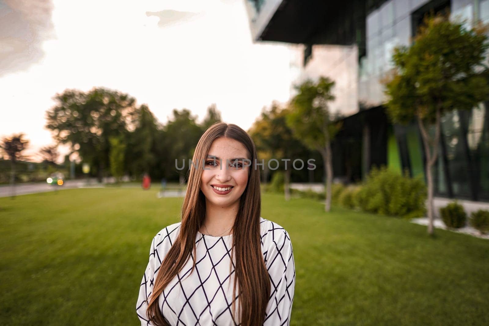 Portrait of beautiful brunette woman with perfect white teeth smile, genuine, positive, happy, smiling