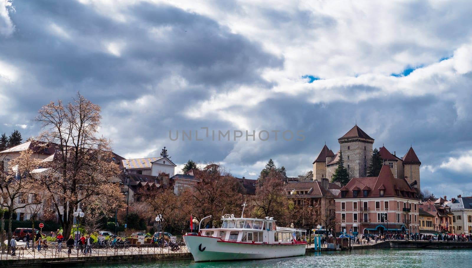 A view of the Thiou river, lake of Annecy, Alps, France