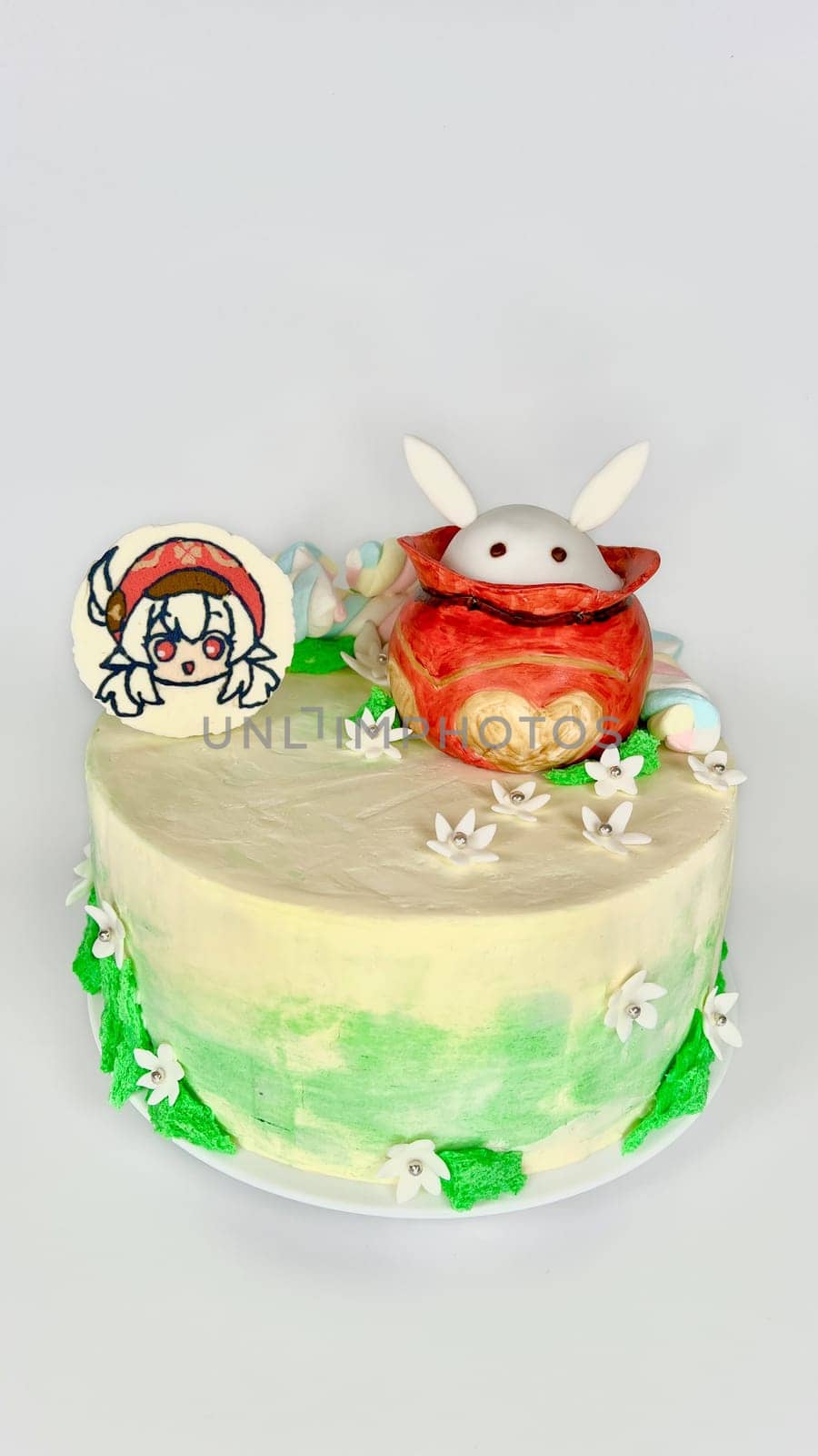 Ottawa, ON Canada - 10.01.2024: Delightful Birthday Cake with Genshin Impact theme Decor, Perfect for Kids Celebrations and Parties.