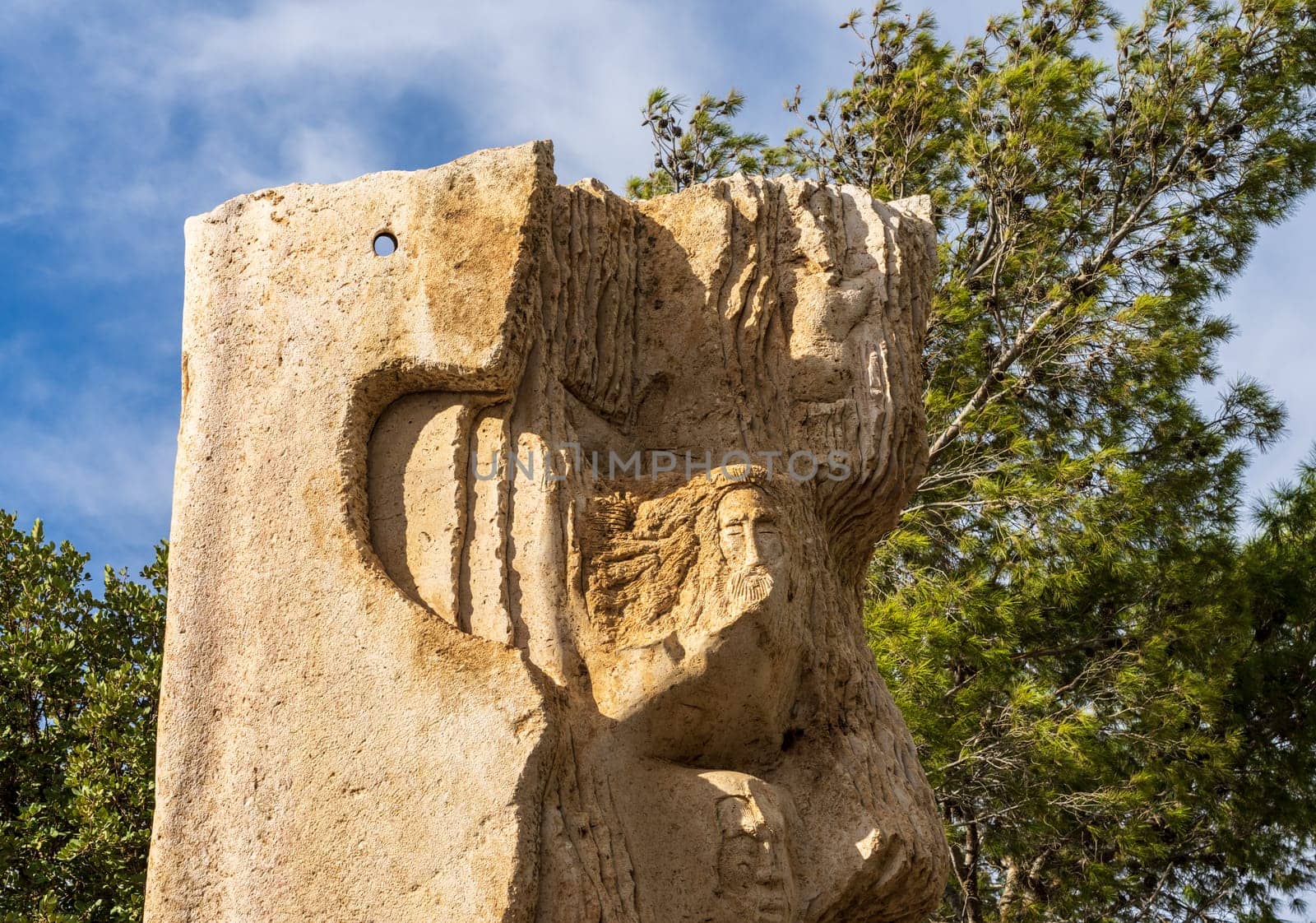 Mount Nebo, Jordan - 9 November 2024: Book of Love among Nations sculpture by Vincenzo Bianchi for Pope visit to church
