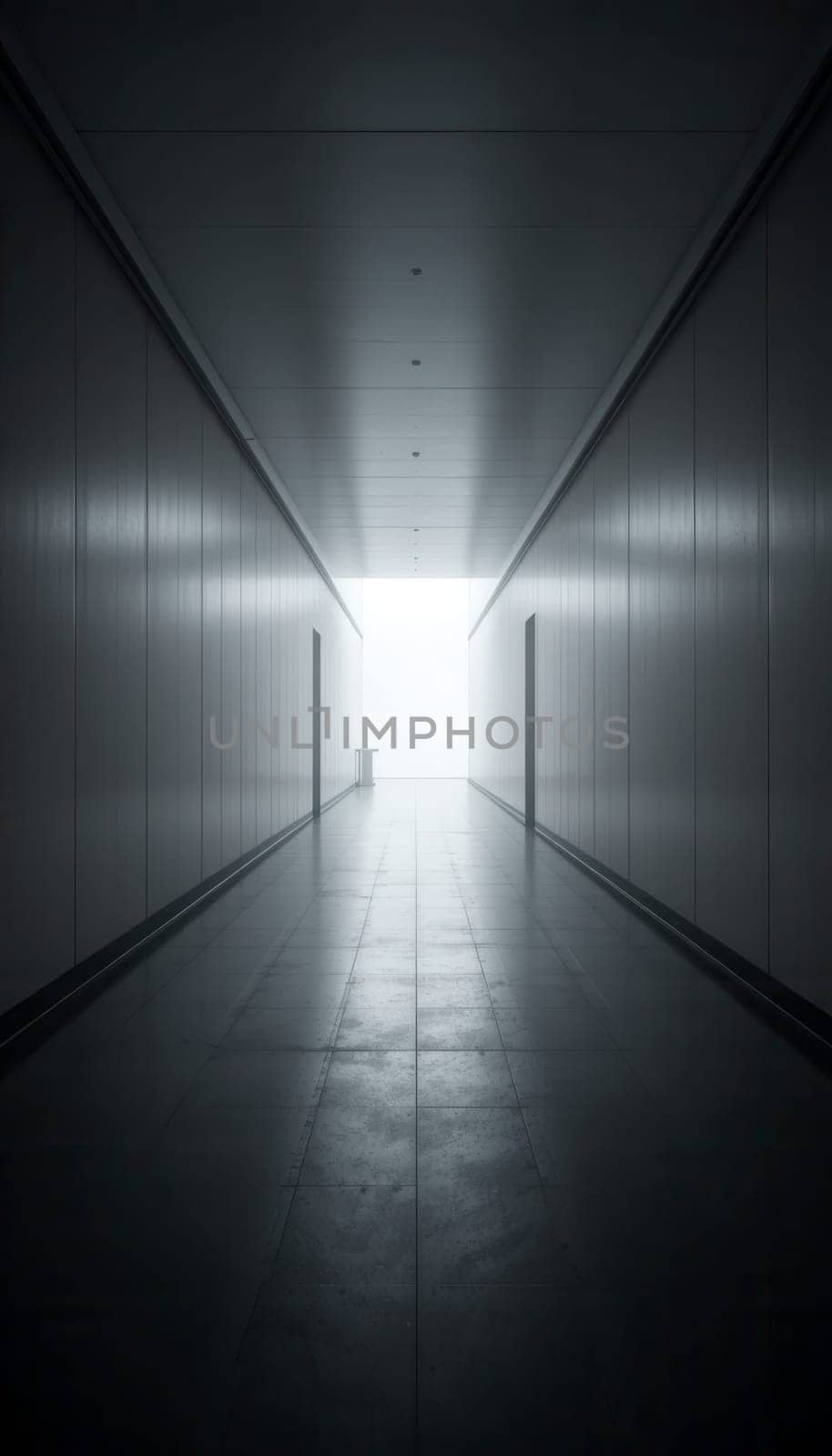 Symmetrical Hallway Leading to a Bright Light at the End