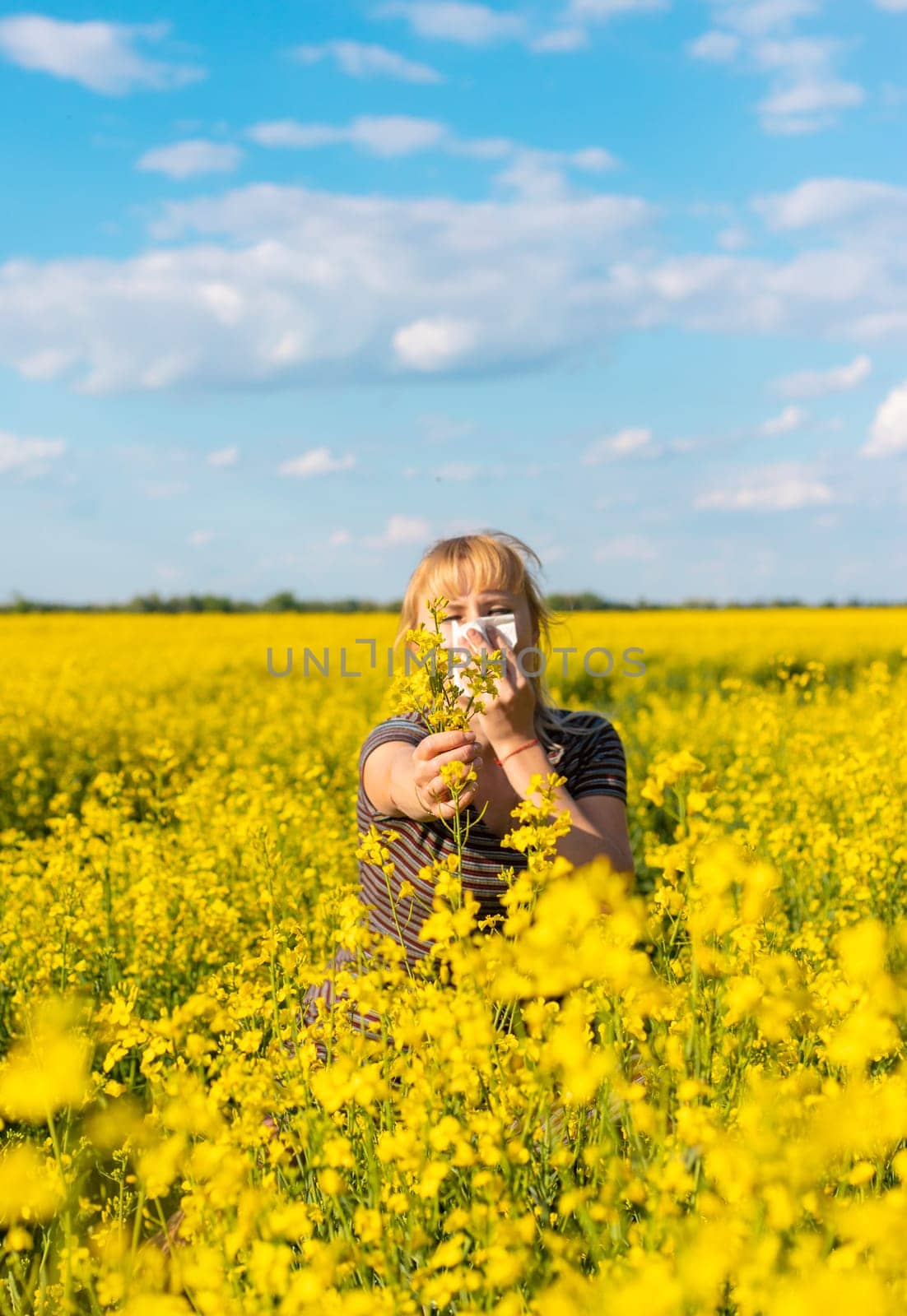 Yellow field flowers allergy. Selective focus. nature.