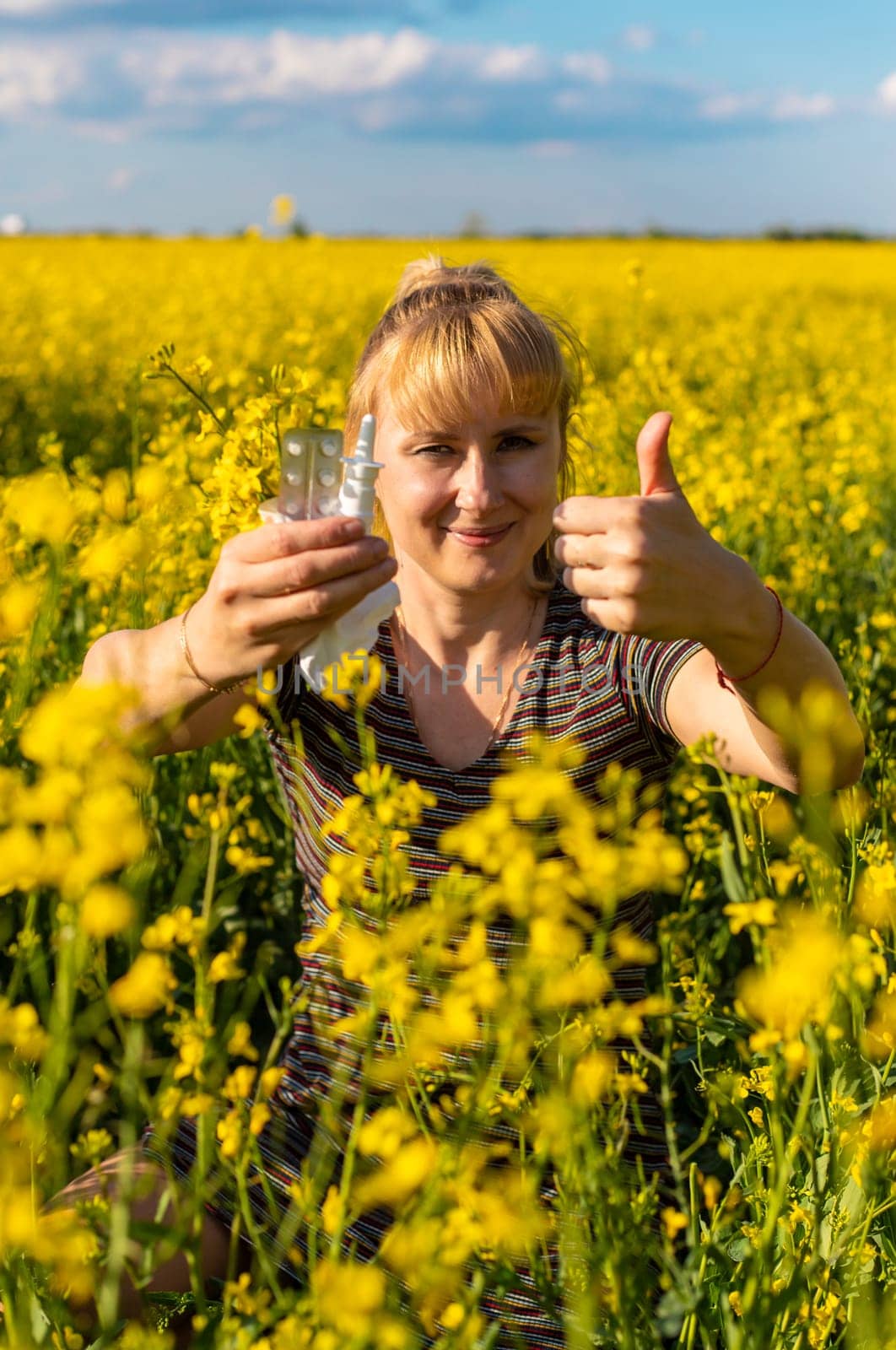 Yellow field flowers allergy. Selective focus. nature.