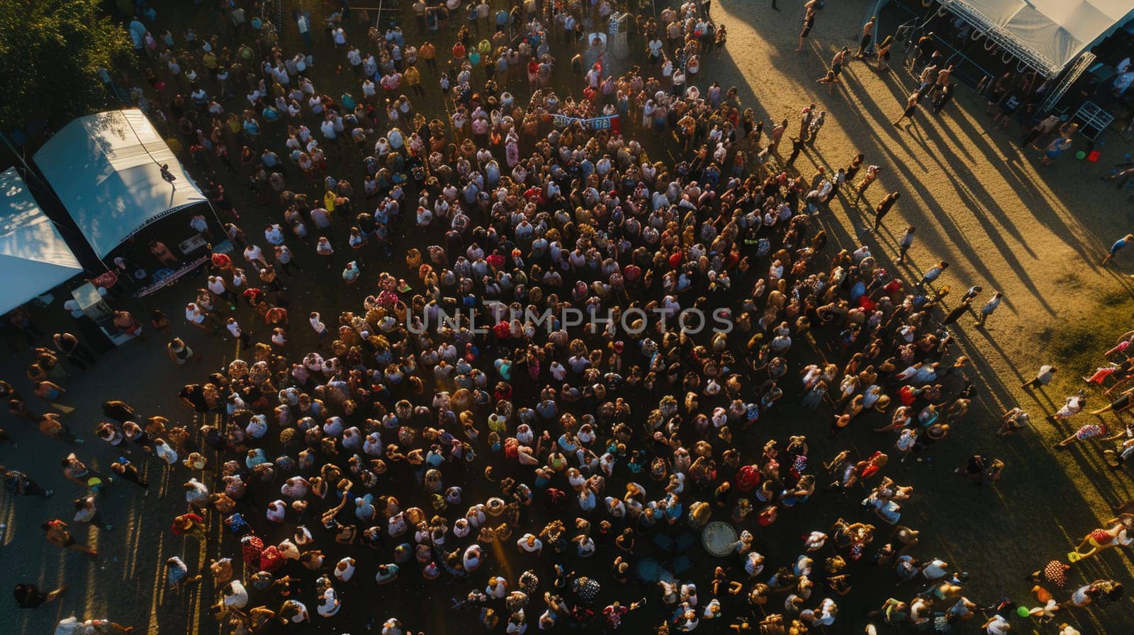 City Crowd Shot From Drone Aerial
