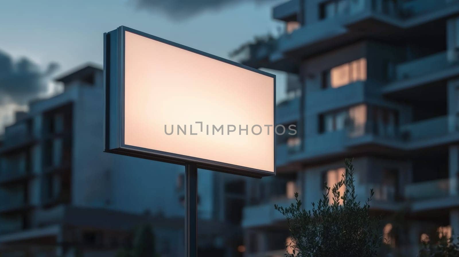 Urban Sidewalk Billboard Blanc Mockup