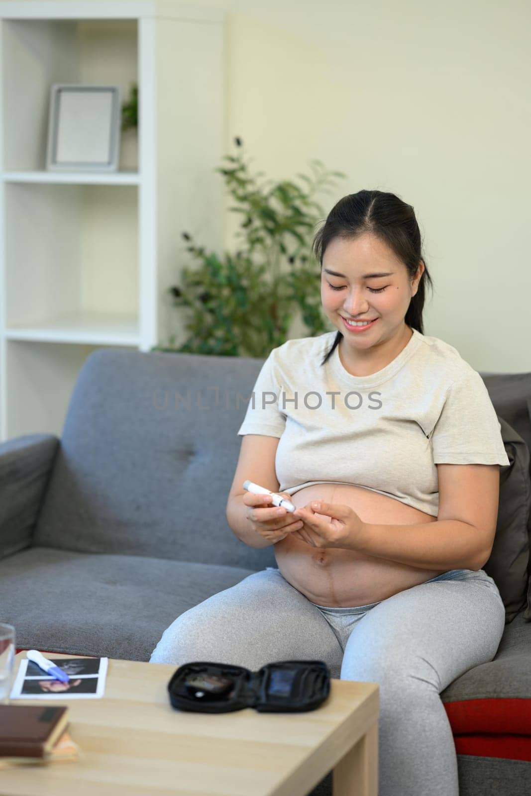 Home blood glucose testing during pregnancy.