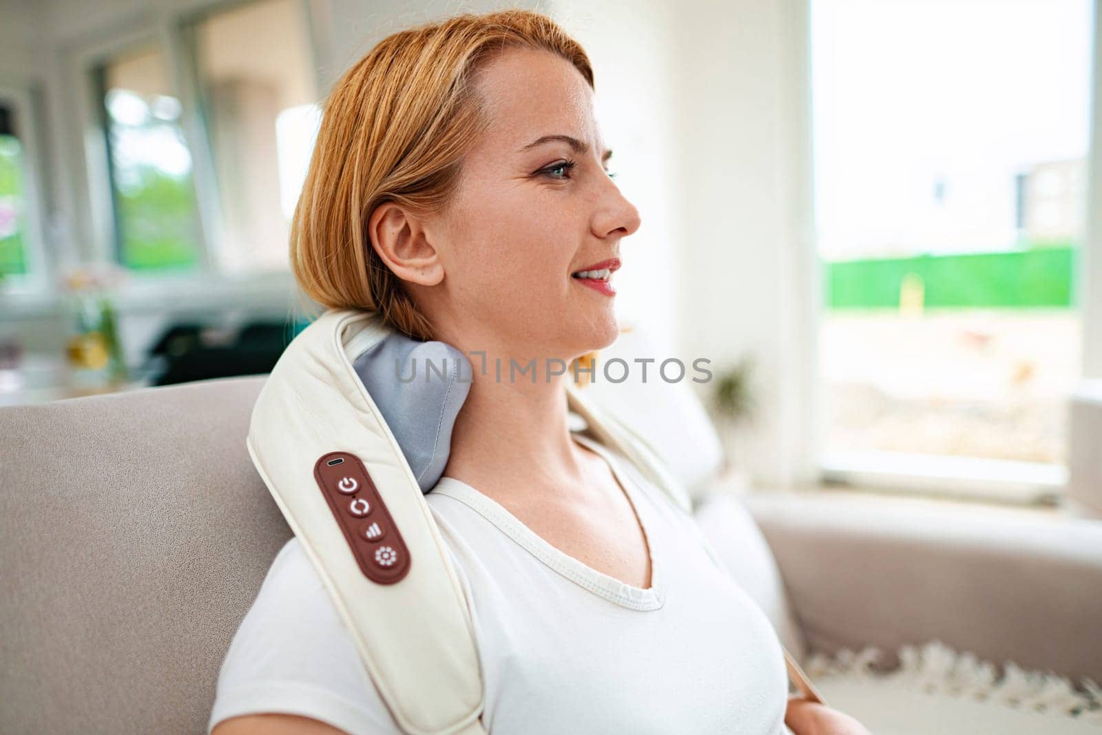 Neck massage brings tranquility and relaxation indoors.