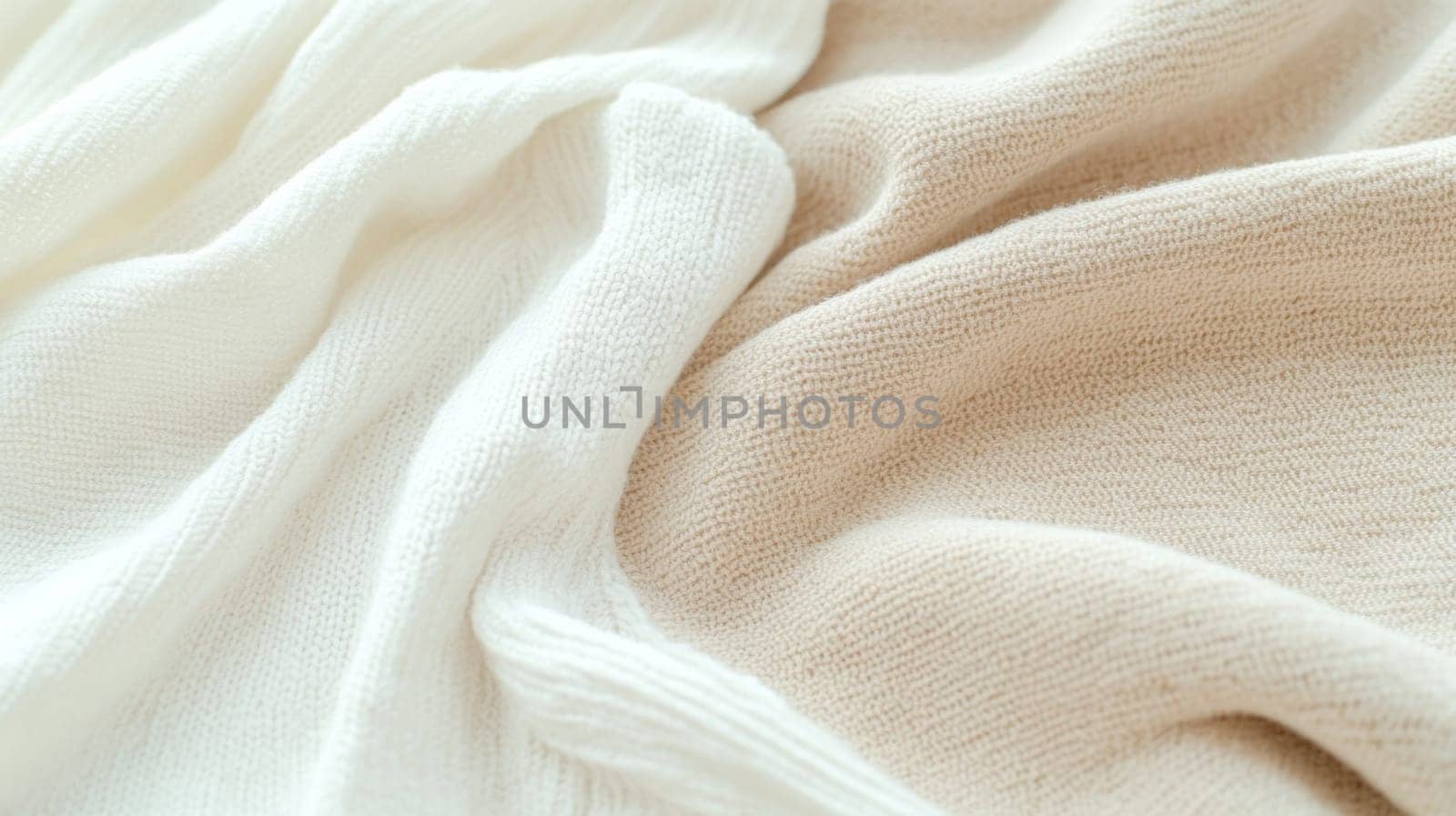 Soft beige and white knitted fabric texture background, AI Generated
