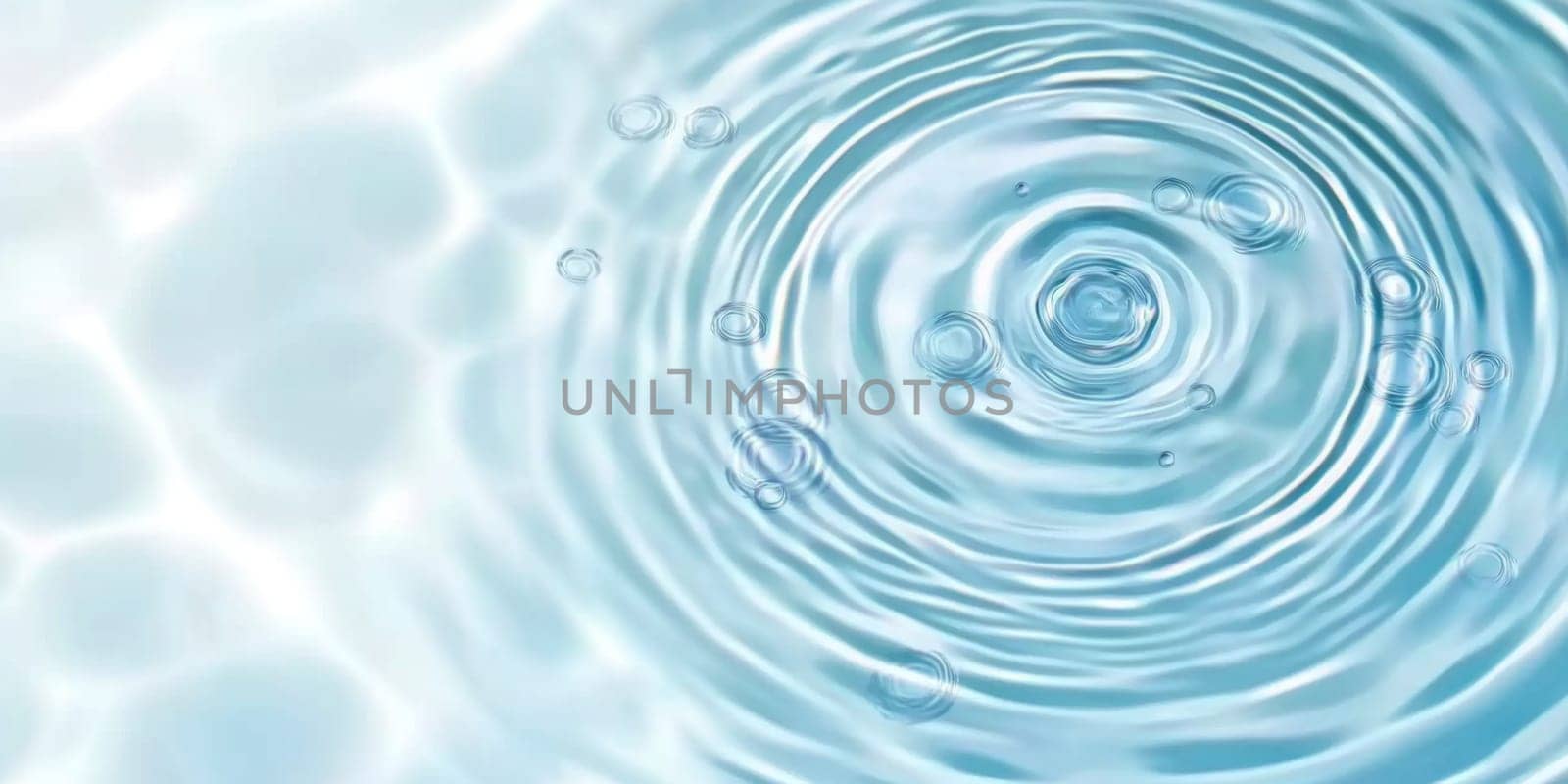Ripples in clear blue water with abstract circular patterns, suitable as calming SPA background, AI generated