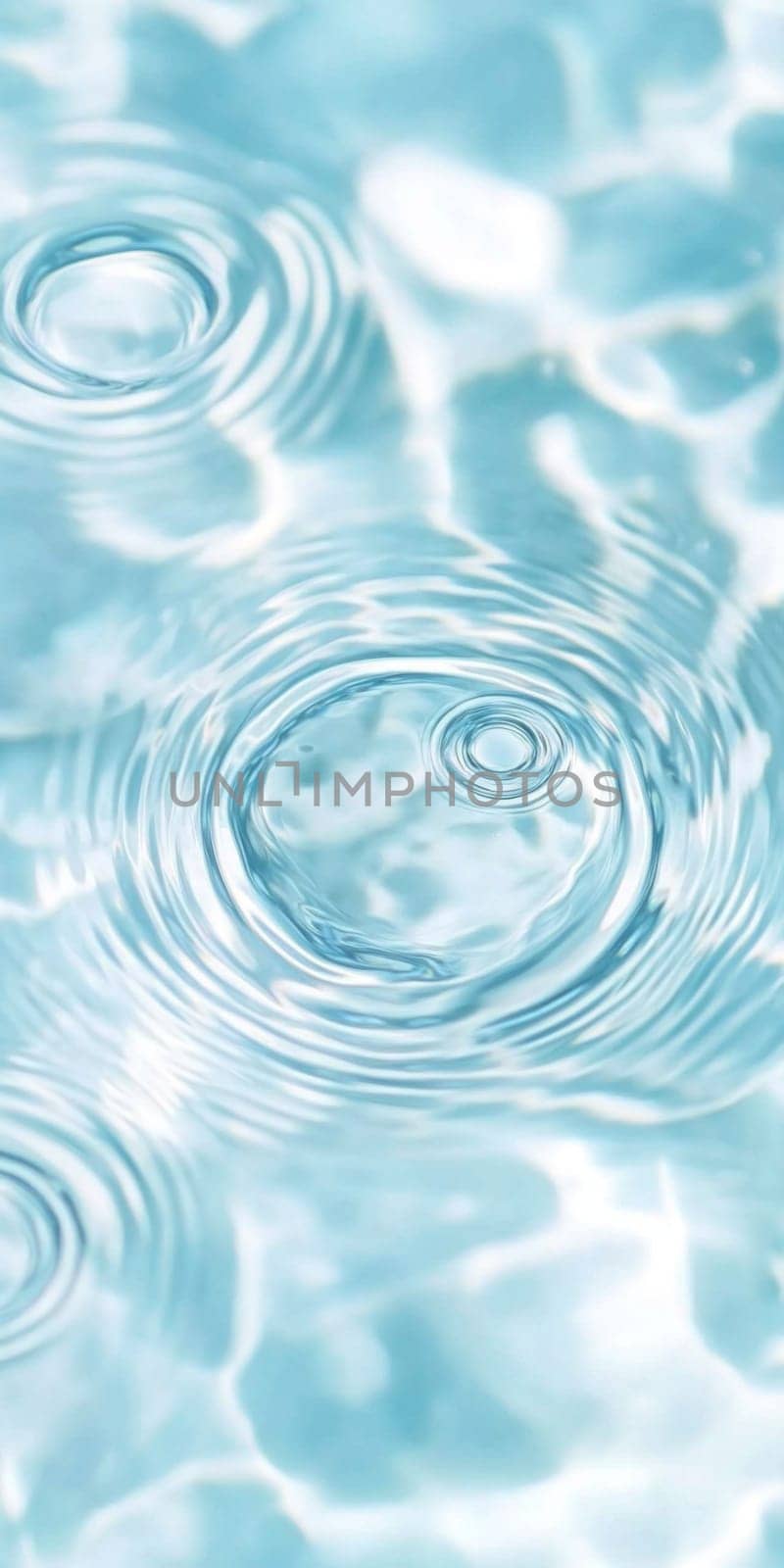 Ripples in clear blue water with abstract circular patterns, suitable as calming SPA background, AI generated