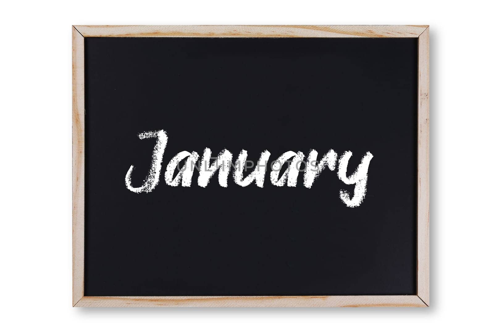 A January word in chalk on chalkboard with clipping path to remove shadow