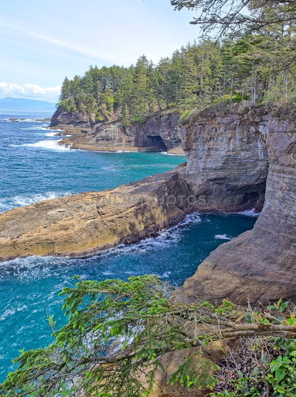 The scenic and rugged coastline of Cape Flattery in northwest Washington state.
