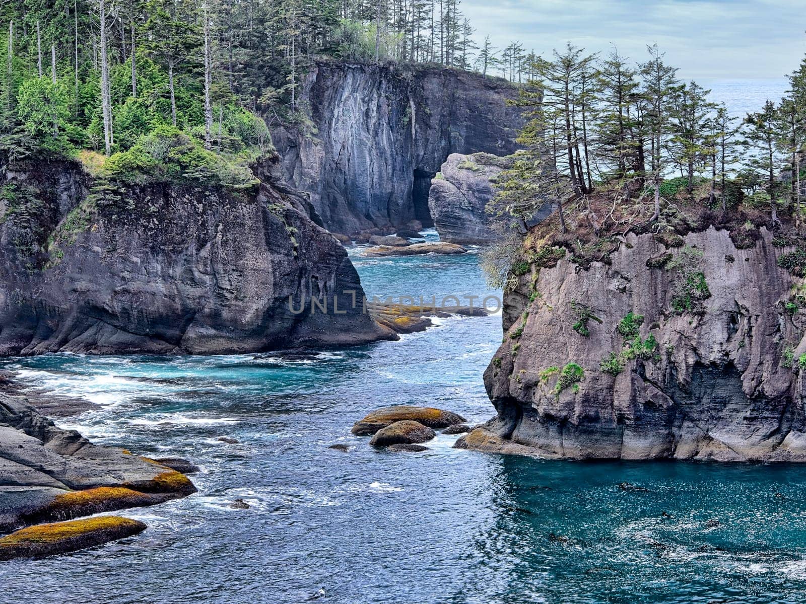 The scenic and rugged coastline of Cape Flattery in northwest Washington state.