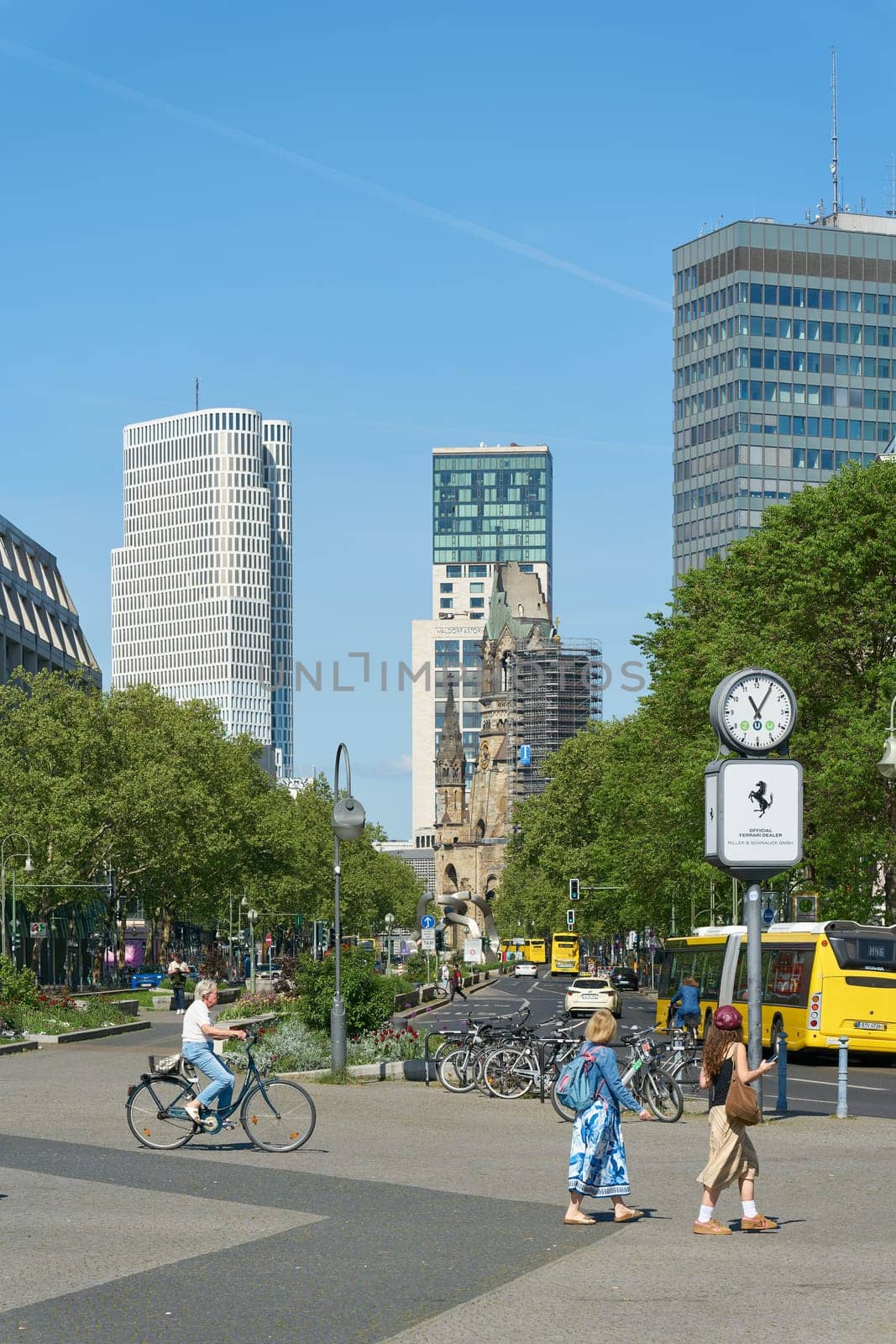 Berlin, Germany – May 01, 2025: Wittenbergplatz on Tauentzienstrasse, a busy square in the center of Berlin