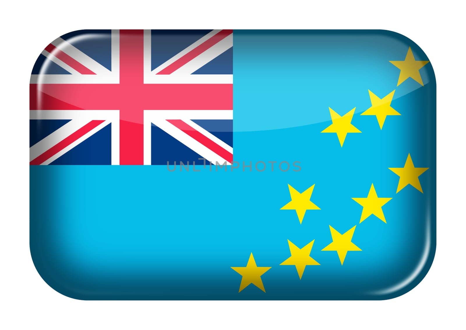 A Tuvalu web icon rectangle button with clipping path 3d illustration yellow stars eight together