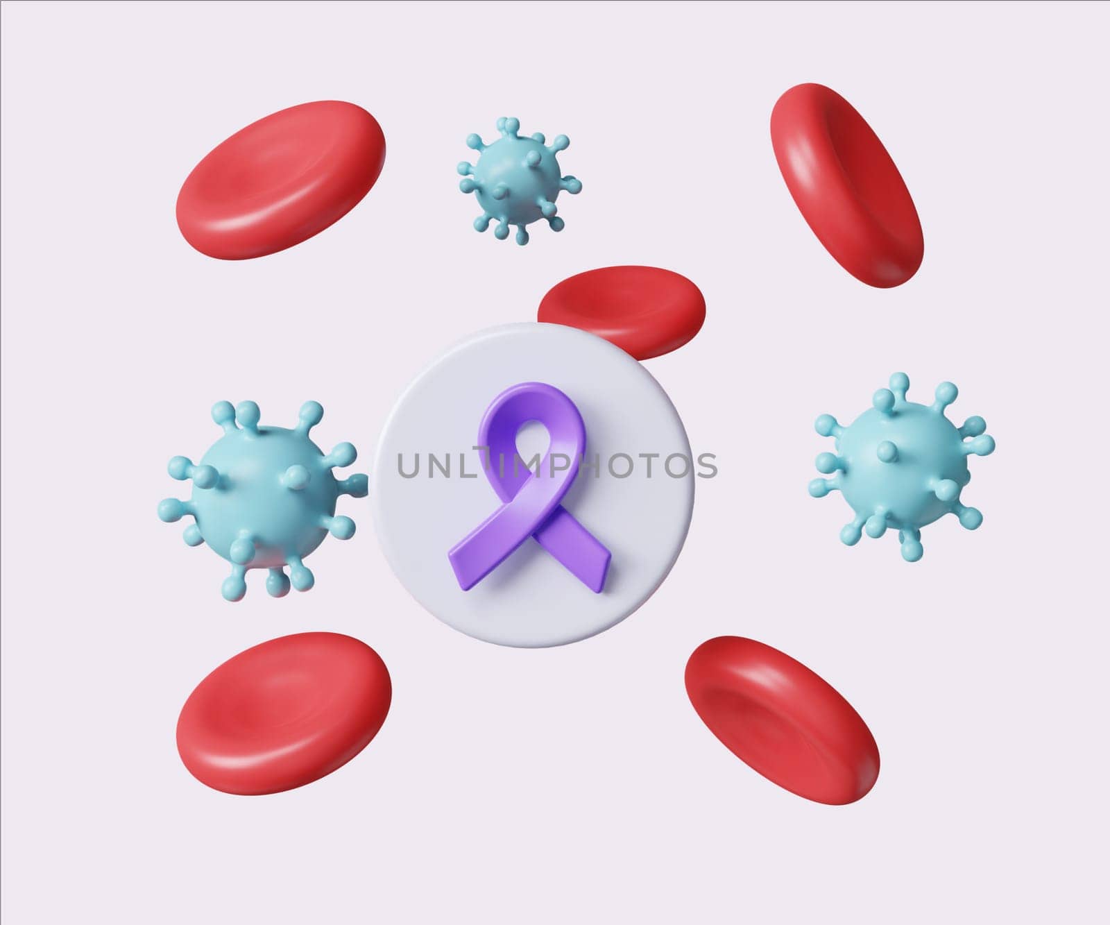 white Blood Cancer Awareness. World Cancer Day concept, February 4. Raise awareness, prevention, detection, treatment. Icon design 3d illustration.