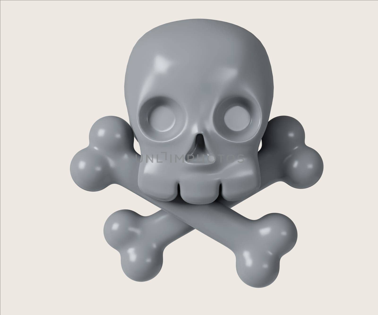 A stylized 3D render of a cautionary skull and crossbones symbol representing narcotics risk.