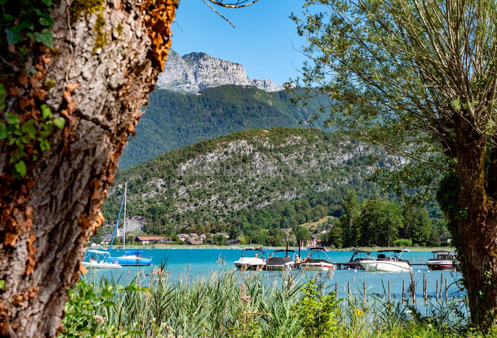 a view of Lake Annecy in summer, Alps, France