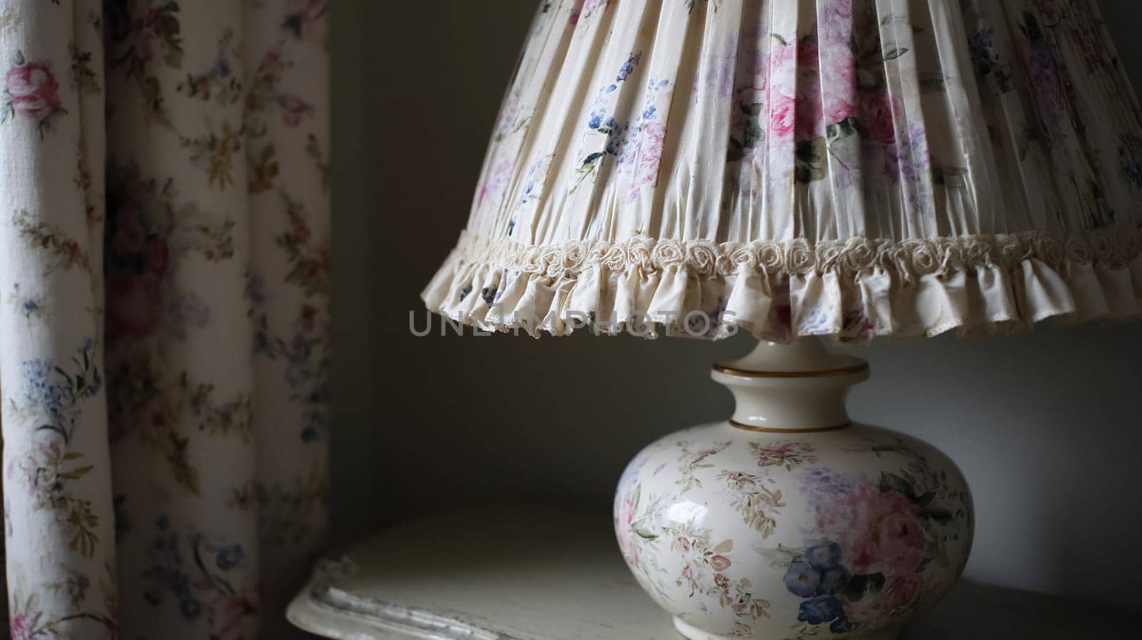 Elegant English country interior decor and design, featuring floral patterns, cosy textures, and sophisticated furnishings
