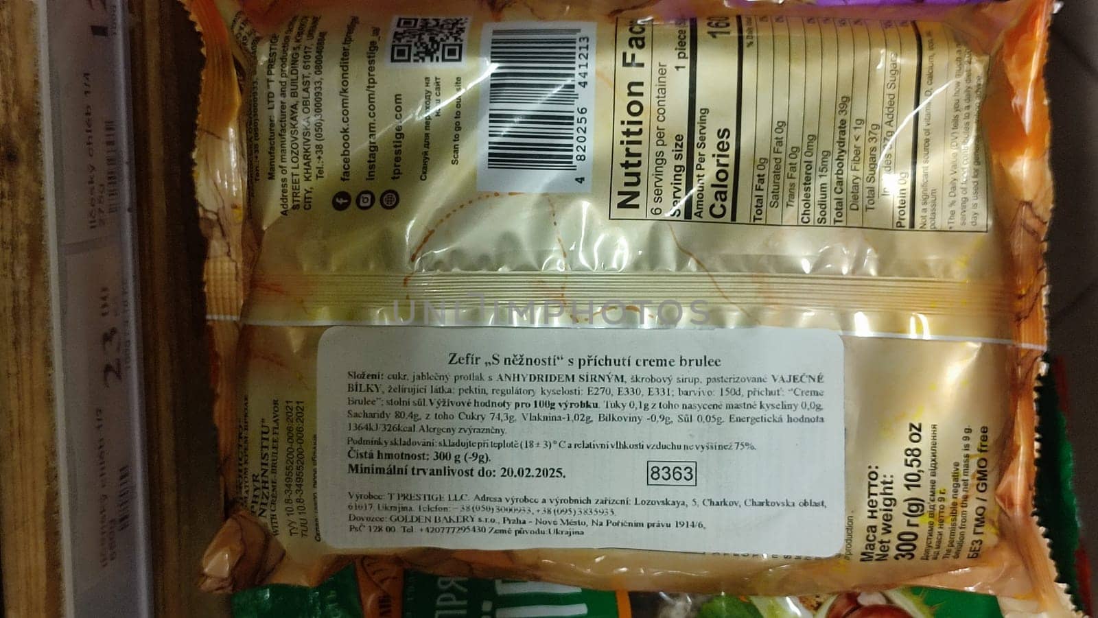 October 22 2024 Hradec Kralove, Czech Republic Europe, Kralov region, Kralovehradecky kraj, Snack nutrition label. High quality photo