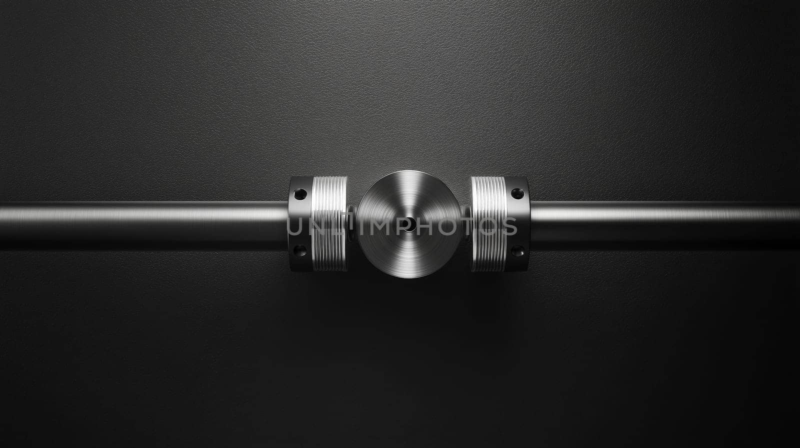 A close-up shot of a precision metal mechanical coupling, highlighting its smooth surface and detailed design against a dark textured background.