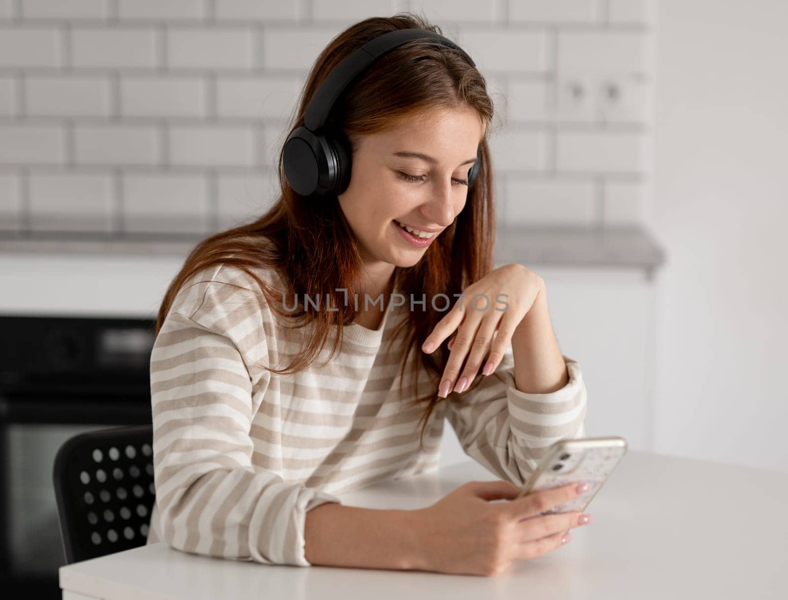 Happy Girl Chatting On Video Call From Smartphone