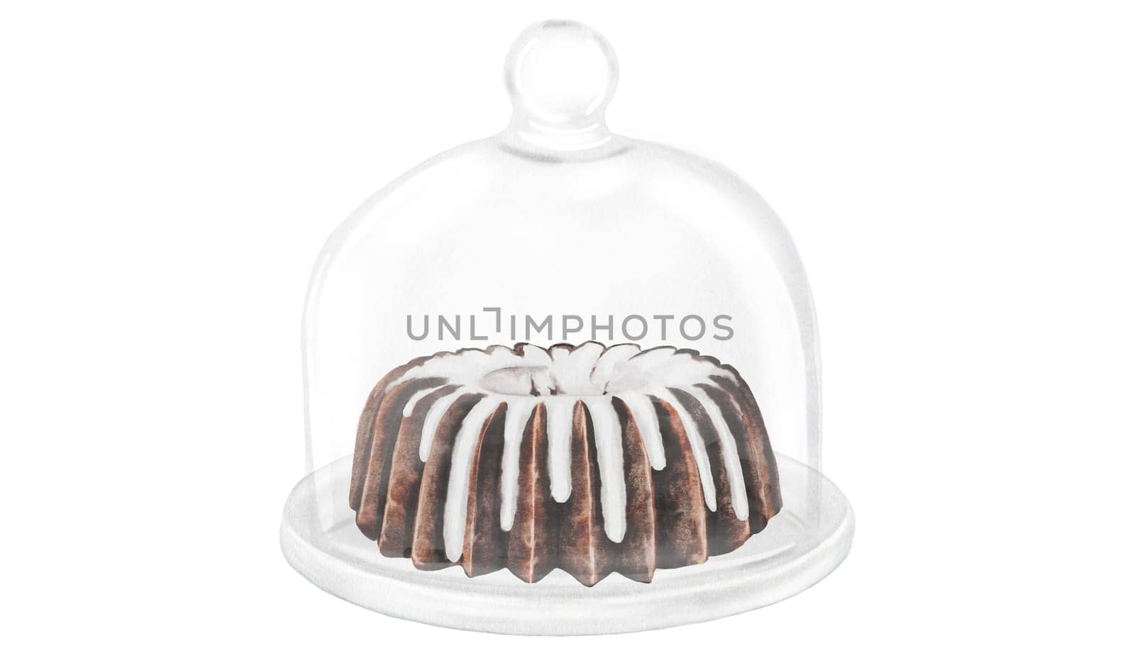 Cupcake chocolate watercolor. Hand drawn traditional cake. Clip art of cupcakes on isolated white background. Perfect for cookbook and bakery menu. High quality photo. High quality illustration