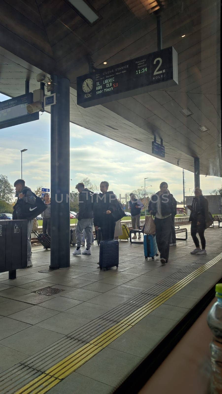 Cesca Lipa Chech Republic Europe October 18 2024 - Train station travelers people travel tourists tourism shotlisttravel editorial destination transport sign city street outdoor town . High quality photo platform