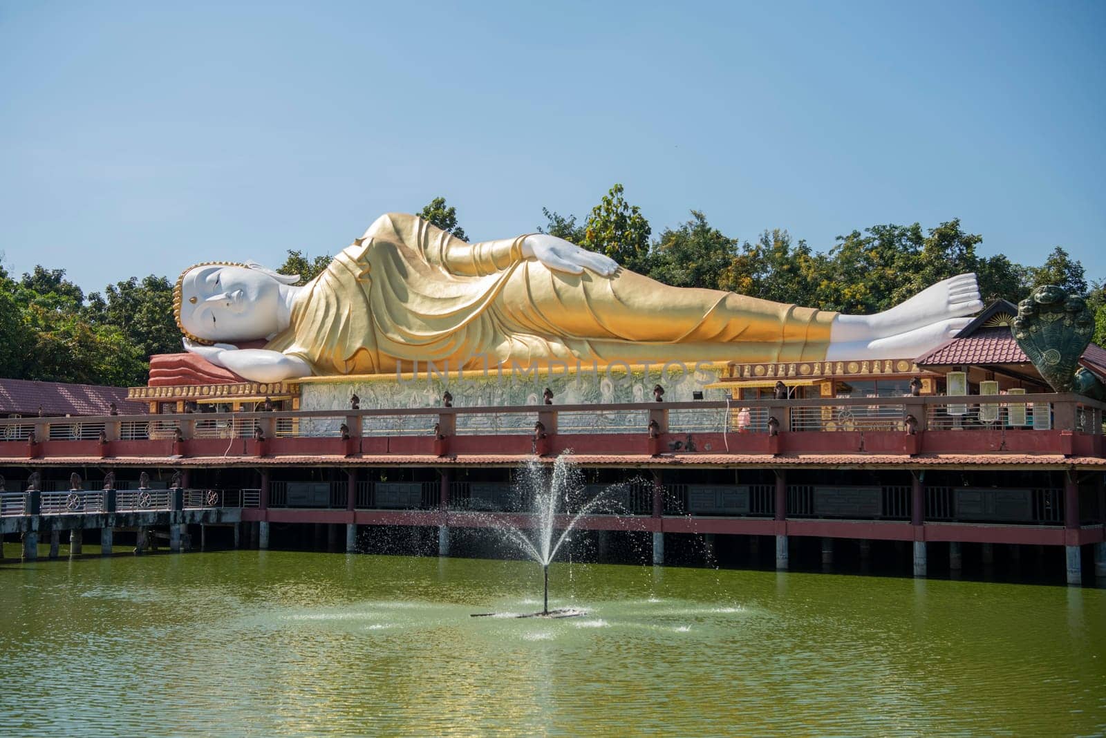 Reclining Buddha at Wat Pa Kittiyanusorn in Amphoe Phu Wiang in  Province of Khon Kaen in Thailand. Thailand, Khon Kaen, December, 6, 2024